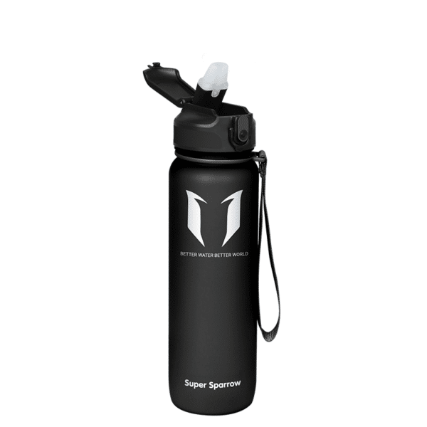 Super Sparrow Tritan Sport Bottle W/straw 1000ml Black