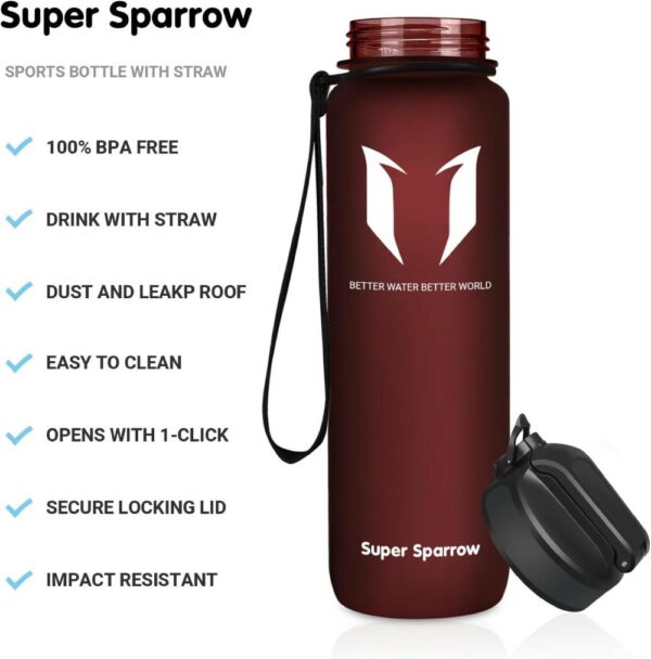 Tritan Sports Bottle W/straw 750ml Black - Image 2