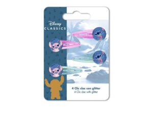 4 Glittered Hair Clips Stitch