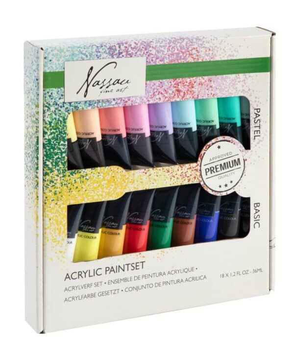 Paint Acrylic Set, 9 bright/9 pastel
