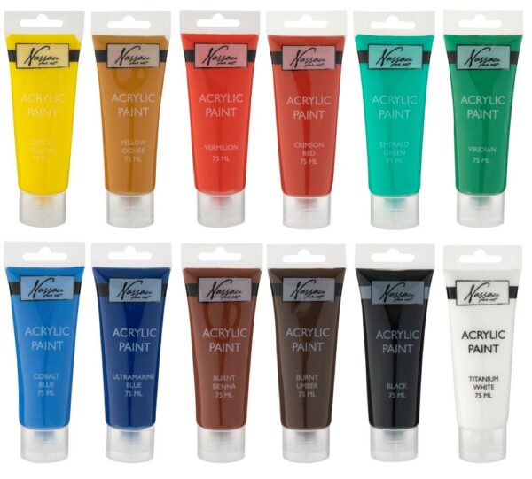 Acrylic Paint, Basic Colours 12x75ml - Image 2