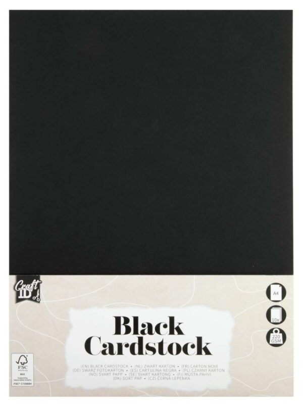 A4 Black Cardboard, 10 Sheets, 220gsm