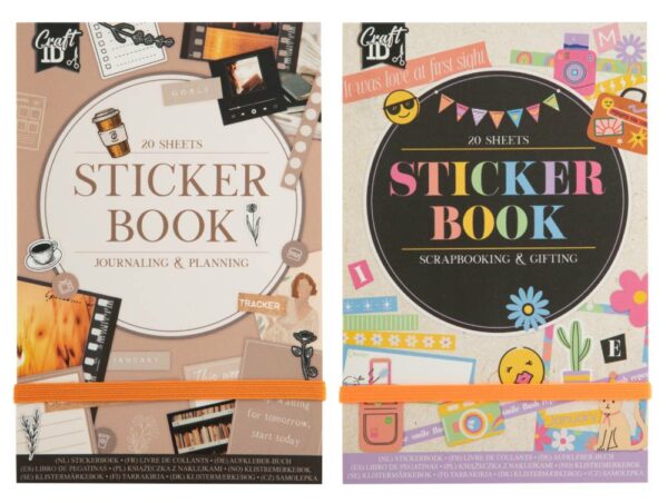 Stickerbook, 16,5x11cm, 20 Sheets, 2 Ass