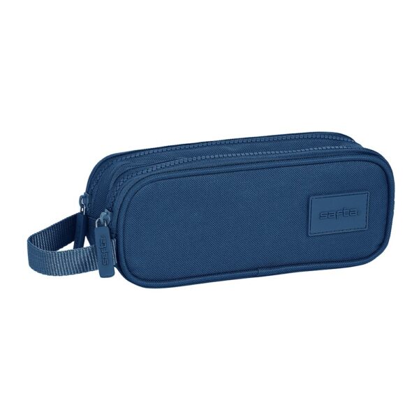 Double Pencil Case Safta Basic Navy Blue