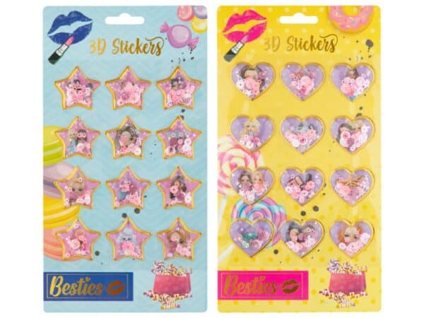 12 3D Stickers With Glitters