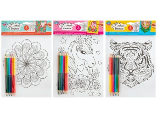 Colour By Numbers A4, 6 Sheets