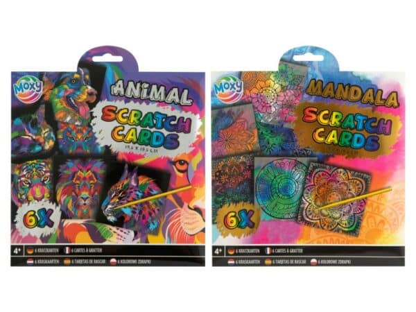 6 Scratch Cards 19.5x19.5cm & Scratch Pen