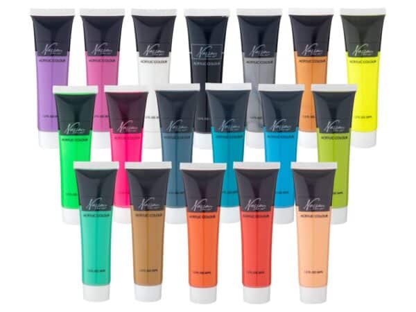 18x 36ml Acrylic Paint, Includes Fluorescent & Metallic Colours - Image 4