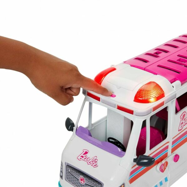 Barbie Ambulance and Hospital Playset, Emergency Vehicle with Lights and Sounds Transforms into Care Clinic, 20 Doll Accessories, One Barbie Vehicle - Image 3