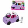 Barbie Car, Kids Toys, “Electric Vehicle” with Charging Station and Plug, Transforms into Convertible, Purple Car with Sunroof