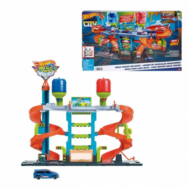 Hot Wheels Mega Tower Car Wash With 1 Color Shifters Car - Image 3