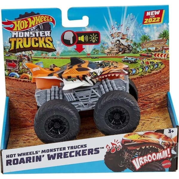 Hot Wheels Monster Trucks Roarin’ Wreckers Trucks, With Lights & Sounds