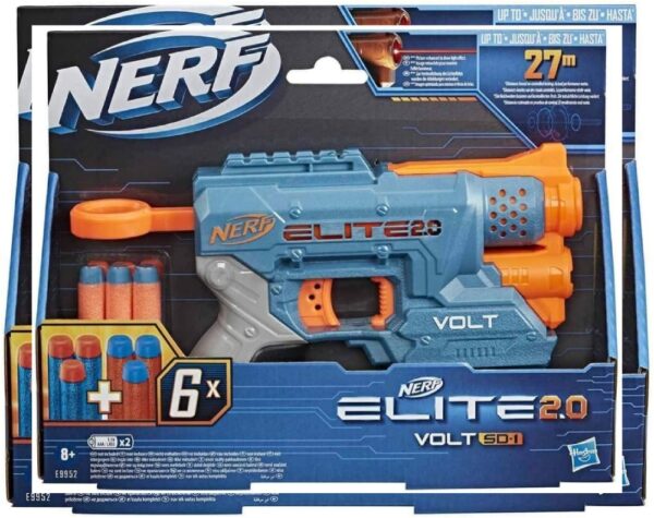 Nerf Elite 2.0 Volt SD-1 Blaster 6 Official Nerf Darts, Light Beam Targeting