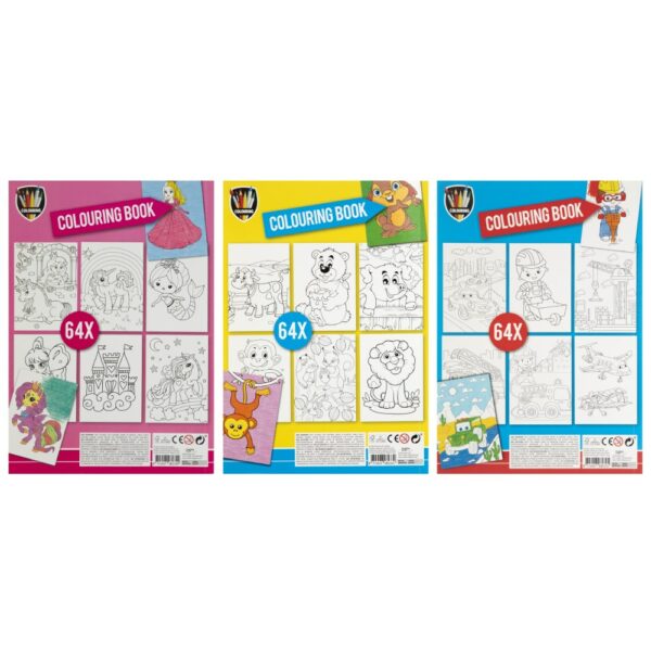 Colouring Book A4 64 Pages, 3 Assorted Designs - Image 2