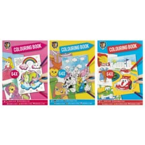 Colouring Book A4 64 Pages, 3 Assorted Designs