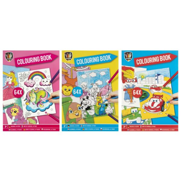 Colouring Book A4 64 Pages, 3 Assorted Designs