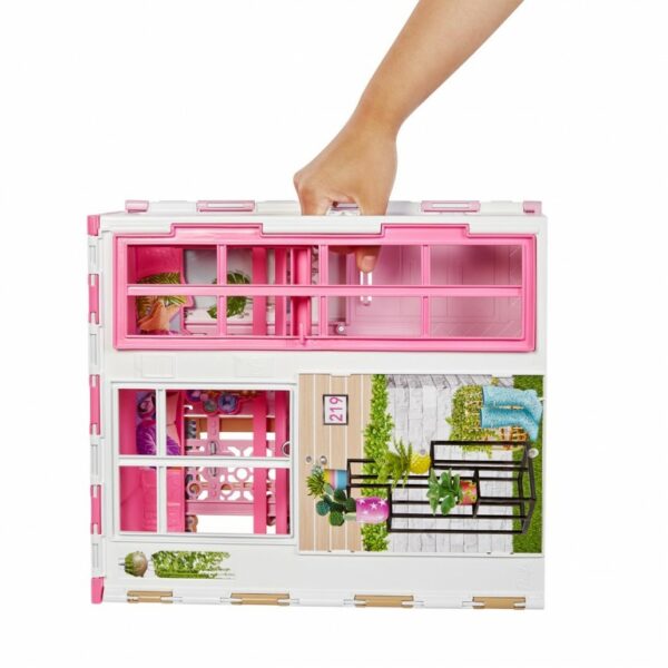 Barbie Dollhouse Playset with Barbie Doll & House with 2 Levels & 4 Play Areas, Fully Furnished, with Pet Puppy & Accessories - Image 5