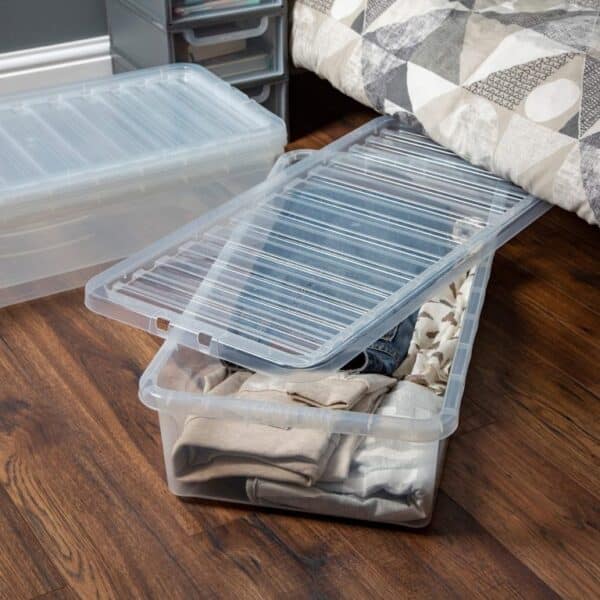 Crystal 42Ltr Underbed Plastic Storage Box with Lid - Image 2