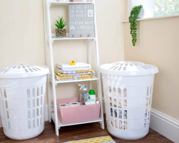 Casa Deluxe Round Laundry Hamper Ice White - Image 2