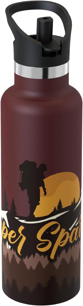 Super Sparrow Ultra-light Insulated Stainless Steel Water Bottle With Straw Lid 750ml Dark Brown