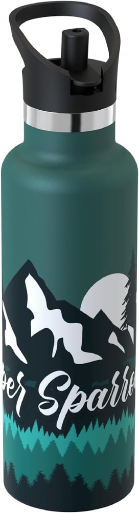 Super Sparrow Ultra-light Insulated Stainless Steel Water Bottle With Straw Lid 750ml Blue Green