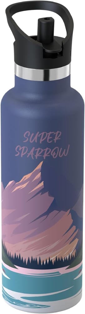 Super Sparrow Ultra-light Insulated Stainless Steel Water Bottle With Straw Lid 750ml Starry Purple