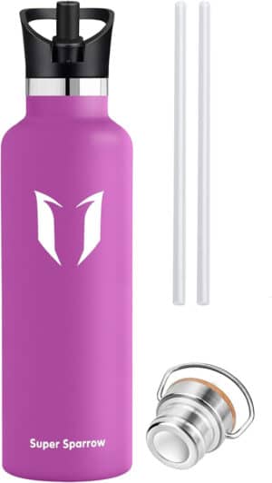 Super Sparrow Vacuum Insulated Stainless Steel Water Bottle 1000ml Lilac Purple
