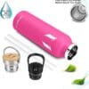 Vacuum Insulated Stainless Steel Water Bottle 620ml Rose - Image 2