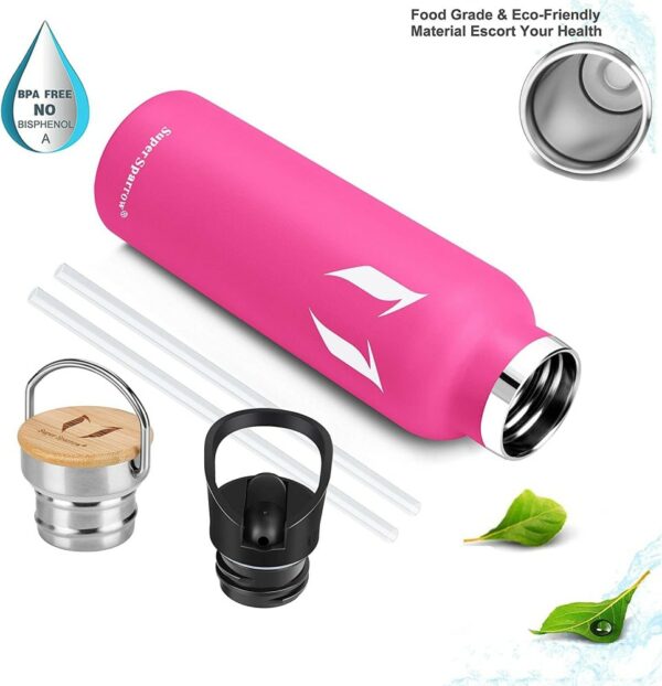 Vacuum Insulated Stainless Steel Water Bottle 620ml Rose - Image 2