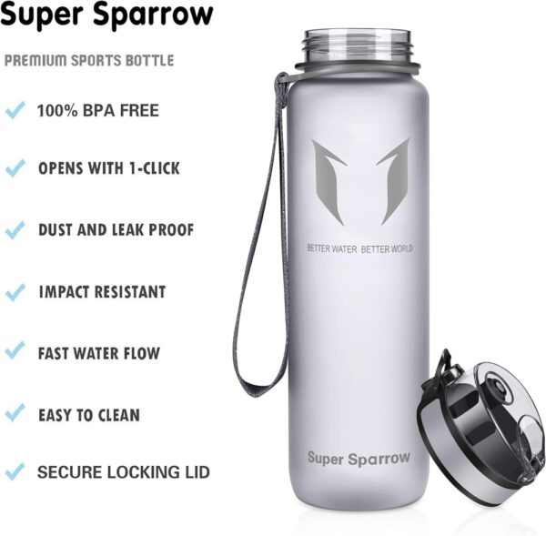 Super Sparrow Tritan Sports Bottle 750ml Matt Grey - Image 2