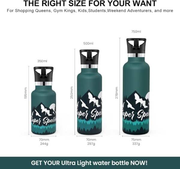 Super Sparrow Ultra-light Insulated Stainless Steel Water Bottle With Straw Lid 750ml Dark Brown - Image 4