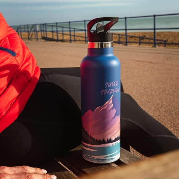 Super Sparrow Ultra-light Insulated Stainless Steel Water Bottle With Straw Lid 750ml Starry Purple - Image 5