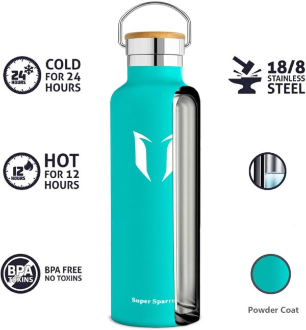 Vacuum Insulated Stainless Steel Water Bottle 1000ml Mint - Image 2