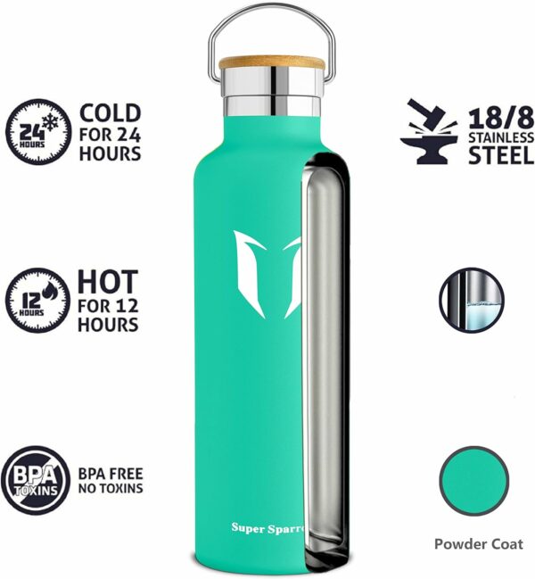 Vacuum Insulated Stainless Steel Water Bottle 750ml Emerald - Image 2