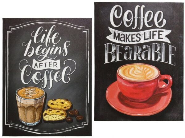 Printed Canvas, 30x40cm Black Background, Coffee Themed