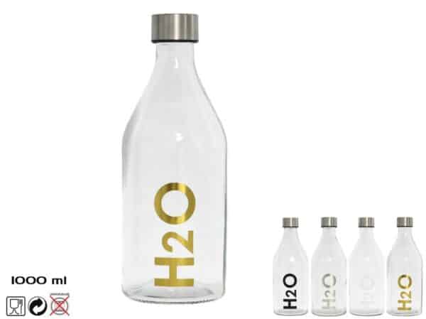Glass Water Bottle With Steel Lid 1000ml