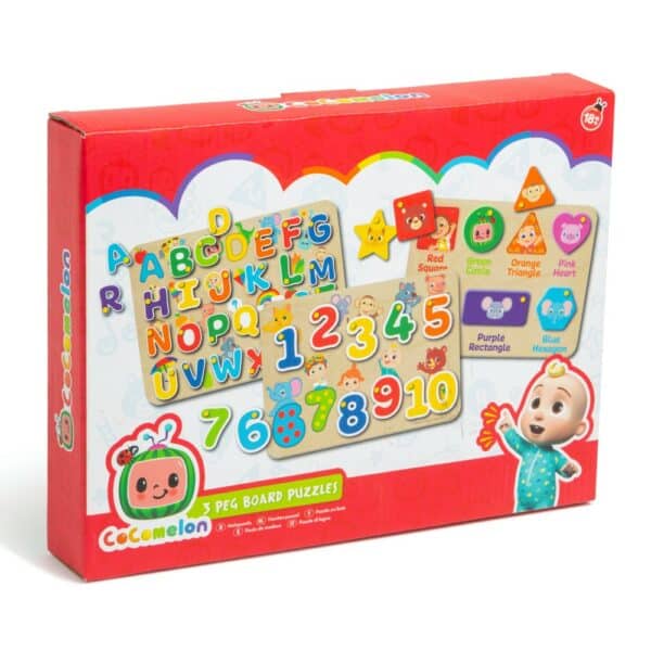 Cocomelon 3 Pack Wooden Peg Boards