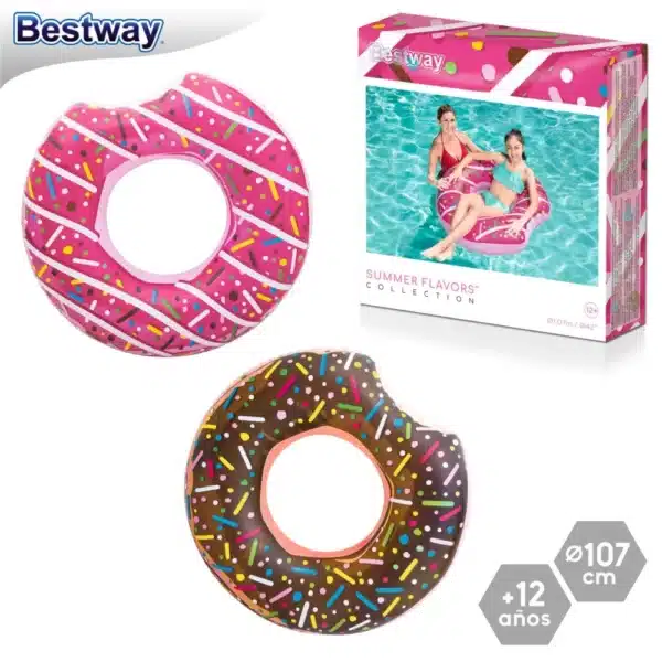 Bestway Inflatable Swim Ring - Donut Float Pool Toy 107 cm - 2 Assorted Designs