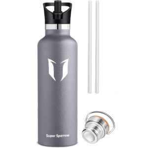 Super Sparrow Vacuum Insulated Stainless Steel Water Bottle 1000ml Grey