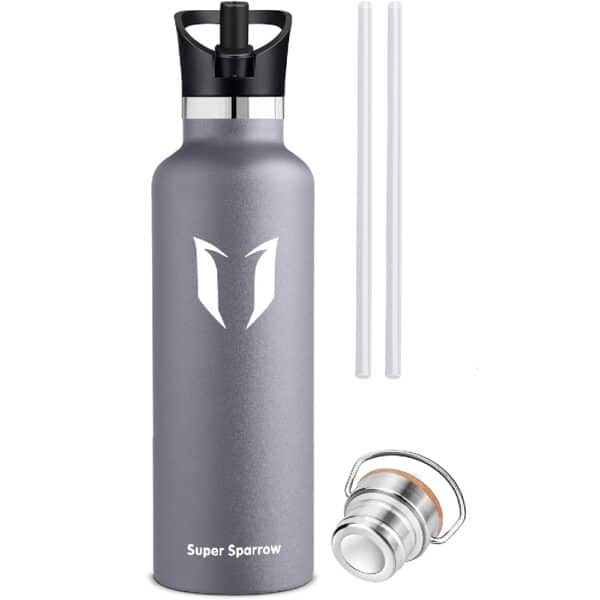 Super Sparrow Vacuum Insulated Stainless Steel Water Bottle 1000ml Grey