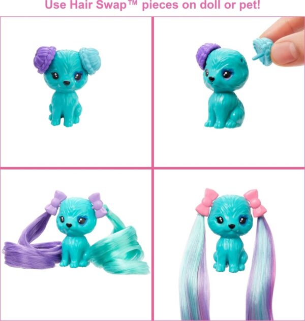Barbie Color Reveal Doll, Glittery Purple with 25 Hairstyling & Party-Themed Surprises Including 10 Plug-In Hair Pieces - Image 4