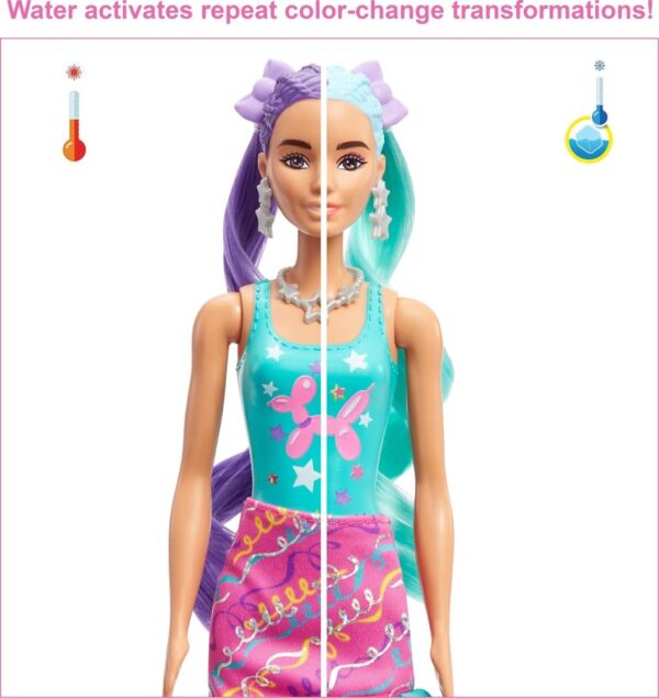 Barbie Color Reveal Doll, Glittery Purple with 25 Hairstyling & Party-Themed Surprises Including 10 Plug-In Hair Pieces - Image 5