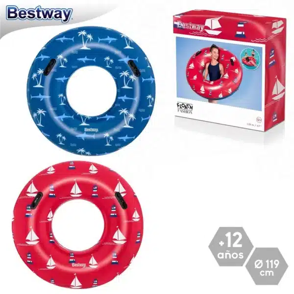 Bestway Swim Ring With Handles Sailor  - 119 Cm