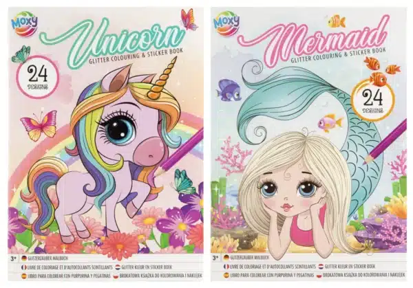 A4 Glitter Colouring Sticker Book