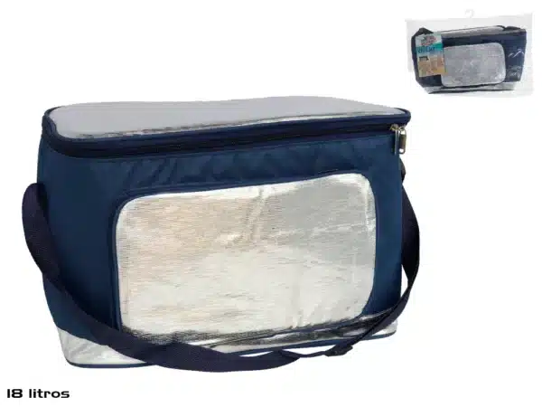 Navy Blue/Silver Cooler Bag 18 Litres, 39x20x26cm