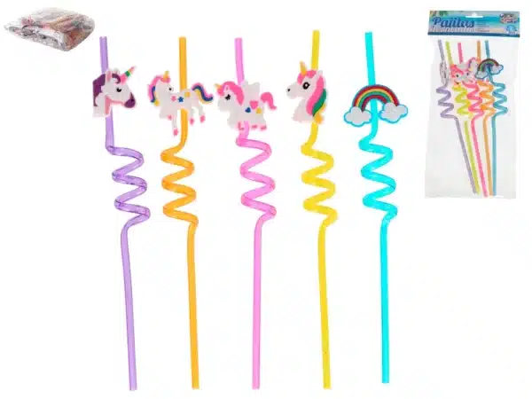 Set of 5 Reusable Unicorn Themed Straws