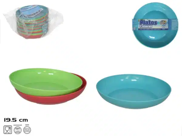 Pack of 3 Reusable Plastic Plates 19.5x3.5cm