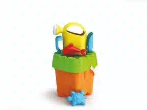 Square Castle Beach Bucket Set With Watering Can & 5 Other Accessories 18cm