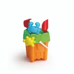 Square Castle Beach Bucket Set & 5 Accessories 18cm