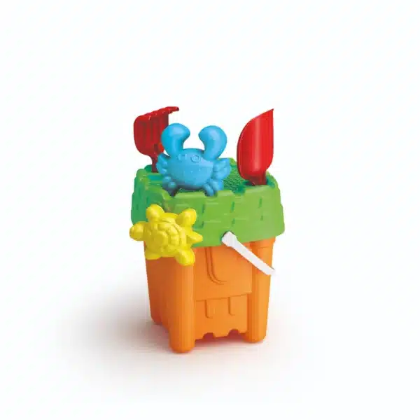 Square Castle Beach Bucket Set & 5 Accessories 18cm